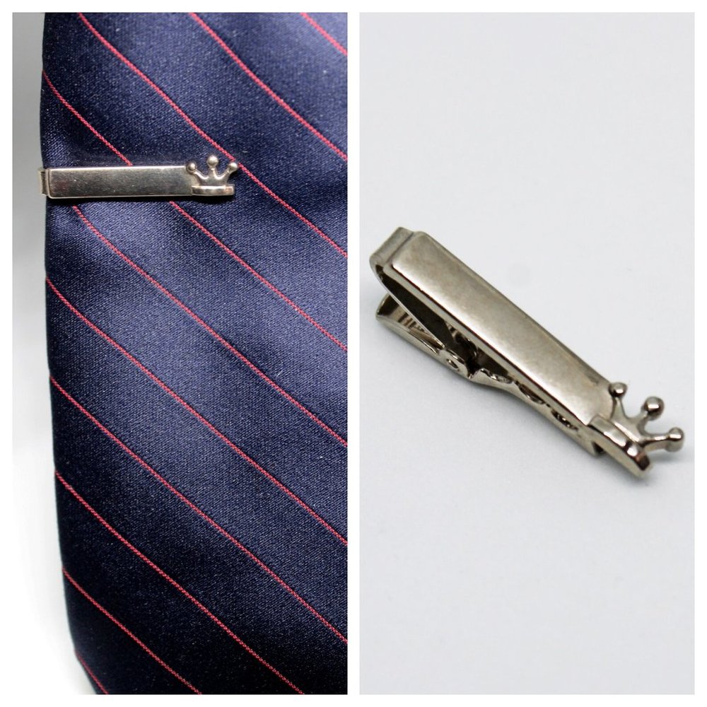 Vintage Silver Crown Tie Clip | Father's Day Gift | Groom | Groomsmen | Wedding